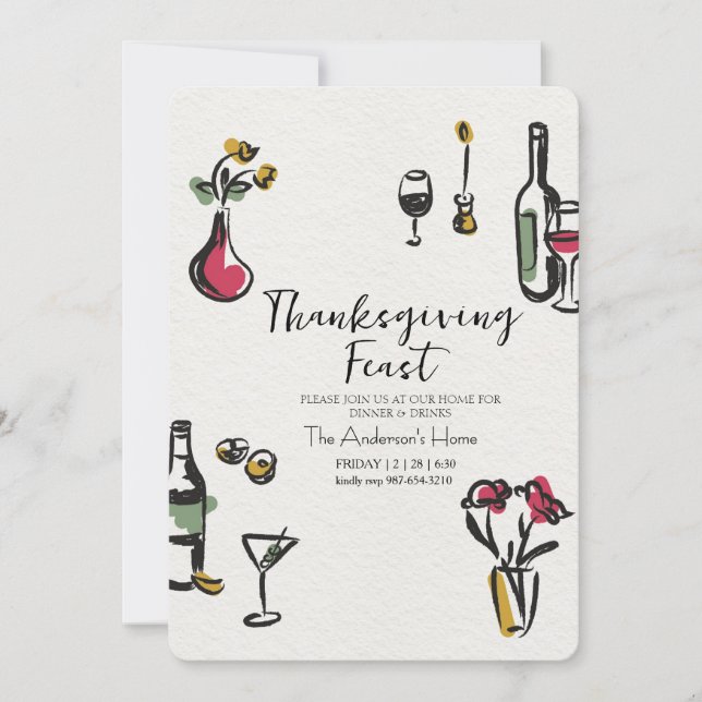 Elegant Rustik Thanksgiving Middag Inbjudningar (Framsida)