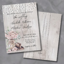Elegant Rustik Trästräng Västländsk Countrybröllop Inbjudningar