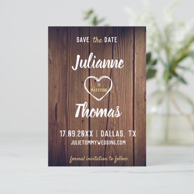 Elegant rustik typografi Inget foto Bröllop Spara Datumet (Stående Fram)