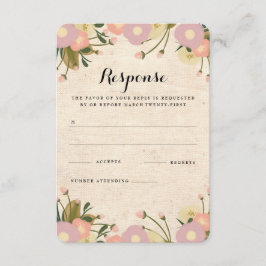 Elegant Rustik Vattenfärg Blommig Canvas Bröllop R OSA Kort