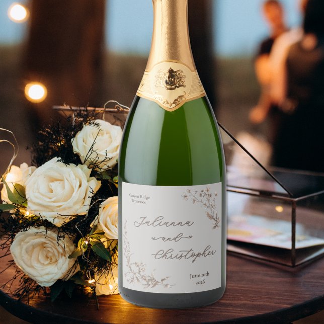 Elegant Rustik Vildblomma Script Silver (Skapare uppladdad)