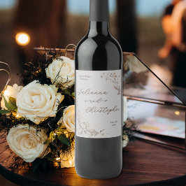 Elegant Rustik Vildblomma Script Silver Vinflaska Etikett