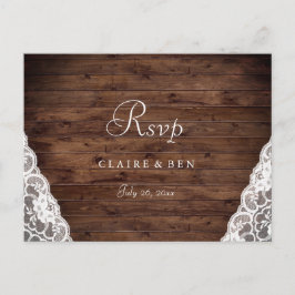 Elegant rustik vintage spets bröllop RSVP vykort