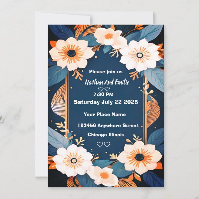 Elegant rustika blommor Platt tackkort Tack Kort (Framsida)