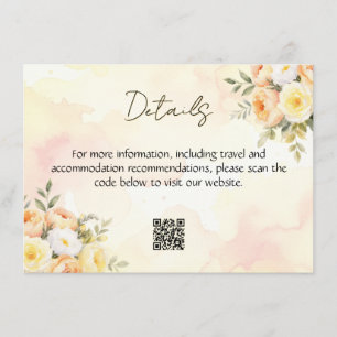 Elegant Rustika Rosor QR-kod Watercolor Bröllop Tilläggskort