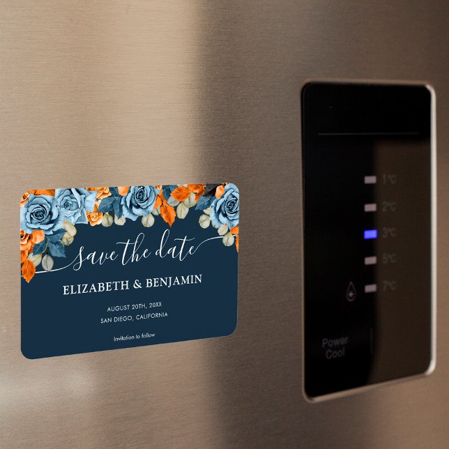 Elegant Rustiska flottan och Rust Bröllop spara da Magnet (Skapare uppladdad)