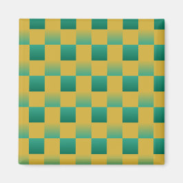 Elegant rutigt mönster i grönt och guld magnet