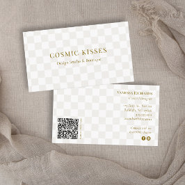 Elegant Rutigt Tan QR-kod Varumärke Modernt Visitkort