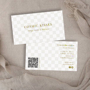 Elegant Rutigt Tan QR-kod Varumärke Modernt Visitkort