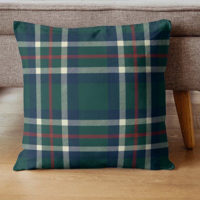 Elegant Rutmönstrad Grön Preppy Jul  Kudde (Skapare uppladdad)