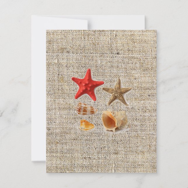 elegant säckväv  nautiska snigelskalor strandbröll inbjudningar (Framsida)