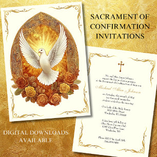 Elegant Sacrament of Confirmation Dove Ro Inbjudningar