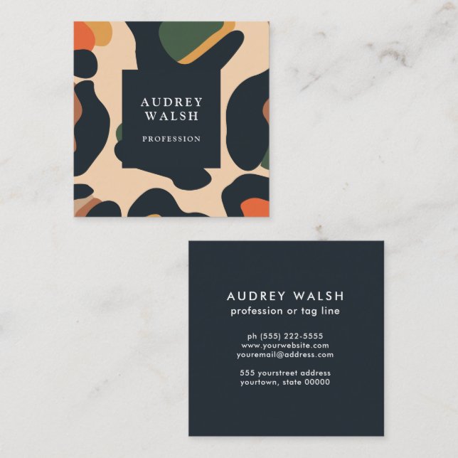 Elegant Safari Animal Skin Leopard spot Girly Fyrkantigt Visitkort (Fram/baksida)