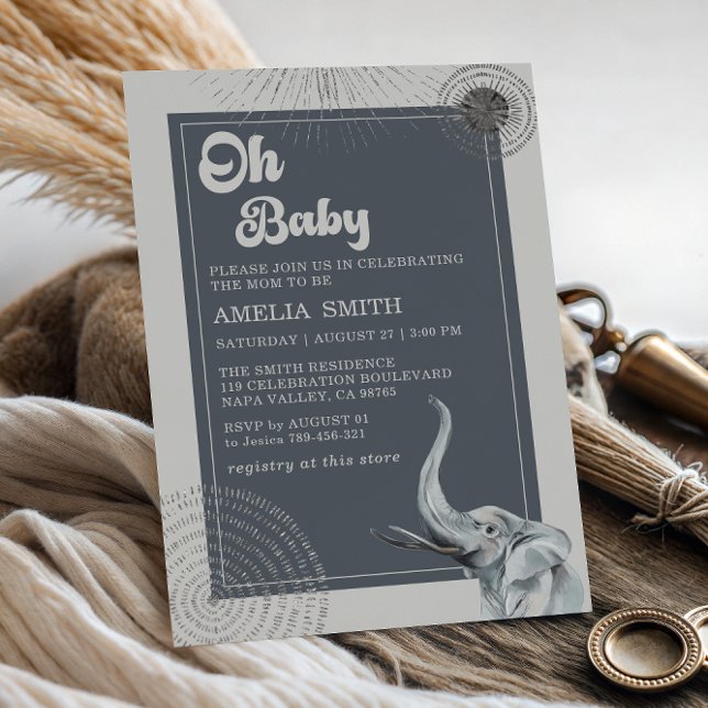 Elegant Safari Elephant Baby Shower Inbjudningar (Skapare uppladdad)