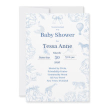 Elegant Safari i Blå Bebis Shower Inbjudan