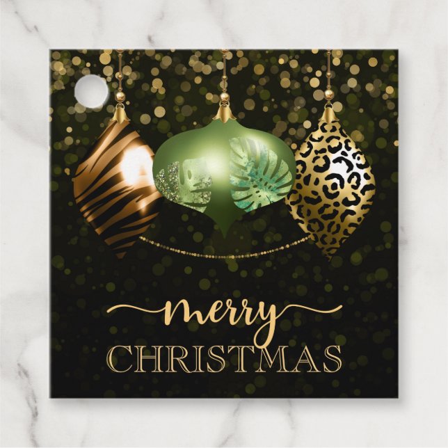 Elegant Safari Jungle Baubles God jul Gåvor Etiketter (Framsida)