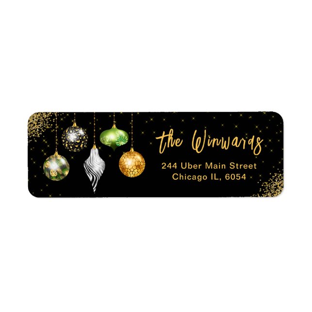 Elegant Safari Print Ornament Christmas Returadress Etikett (Framsidan)