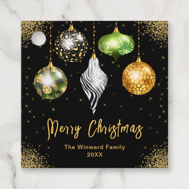 Elegant Safari Theme Ornament Christmas Gåvor Etiketter (Framsida)