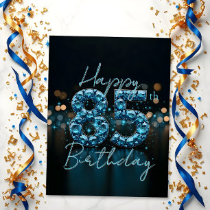 Elegant safirblå och svart 85-årsdag vykort
