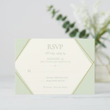 Elegant Safirgrön Geometrisk Bröllops-RSVP-Kort
