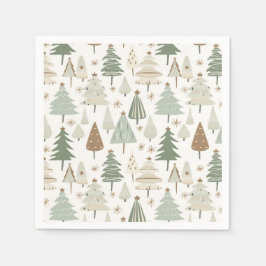Elegant Saga grönt Julgranar mönster Pappersservett