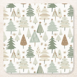 Elegant Saga grönt Julgranar mönster Underlägg Papper Kvadrat