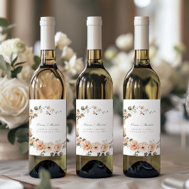 Elegant Sage and Peach Garden Wedding Vin etikett