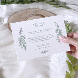 Elegant Sage Baroque Roses Wedding Tilläggskort