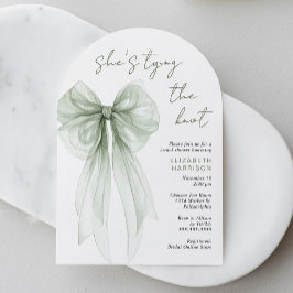 Elegant Sage Bow Watercolor Arch Bridal Shower Inbjudningar