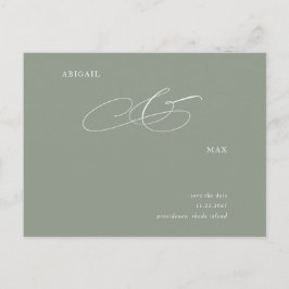 Elegant Sage Bröllop spara datum meddelande Vykort