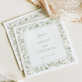 Elegant Sage Chinoiserie Bröllop Pappersservett