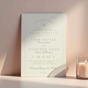 Elegant Sage Cream Calligraphy Forme Bröllop Inbjudningar
