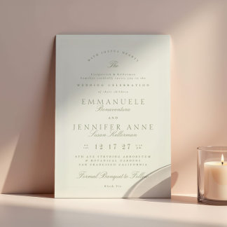 Elegant Sage Cream Calligraphy Forme Bröllop Inbjudningar
