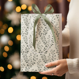 Elegant Sage Cream Minimalist Boho Floral Pattern