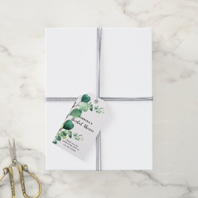 Elegant Sage | Emerald Grönt Eucalyptus Foliage Presentetikett (Med Snöre)