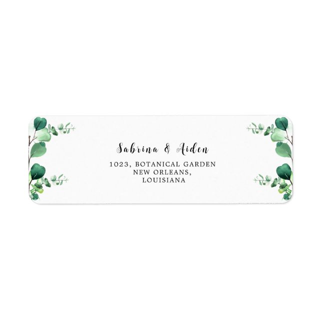 Elegant Sage | Emerald Grönt Eucalyptus Foliage Returadress Etikett (Framsidan)
