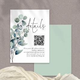 Elegant Sage Eucalyptus QR-kod Bröllopsdetaljer Tilläggskort