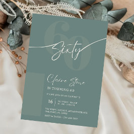 Elegant Sage Gray 60th Birthday Invitation Inbjudningar