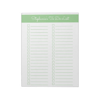 Elegant Sage Green 8.5x11 Two Column Checklist Anteckningsblock
