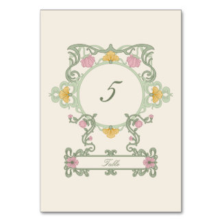 Elegant Sage Green and Gold Art Nouveau Bordsnummer