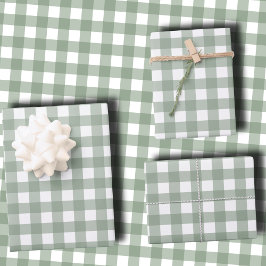 Elegant Sage Green and White Gingham Holiday