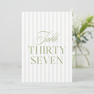 Elegant Sage Green & Beige Wedding 37 Table Number Inbjudningar