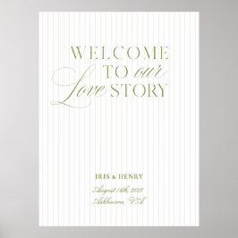 Elegant Sage Green & Beige Wedding Welcome Sign  Poster