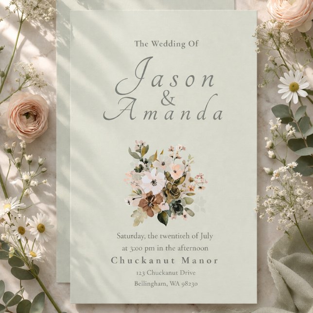 Elegant Sage Green Botanical Garden & Country Inbjudningar (Skapare uppladdad)