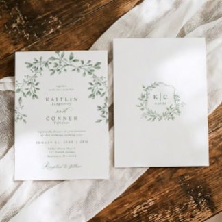Elegant Sage Green Botanical Garden Wedding Inbjudningar