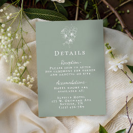 Elegant Sage Green Botanical Wedding Details Tilläggskort