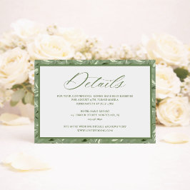 Elegant Sage Green Botanical Wedding Details Tilläggskort