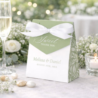 Elegant Sage Green Botanical Wedding  Favor Boxes Presentaskar