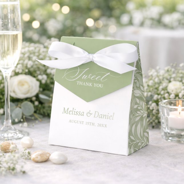 Elegant Sage Green Botanical Wedding  Favor Boxes Presentaskar (Skapare uppladdad)