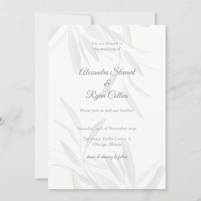 Elegant Sage Green Botanical Wedding Invitation  Inbjudningar (Framsida)